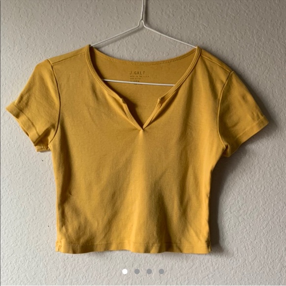 Rare Brandy Melville Ashlyn mustard crop top - Picture 2 of 4